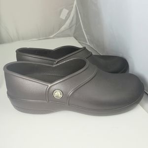 CROCS NERIA Brown Loafer Clog Slip Resistant Work Shoes